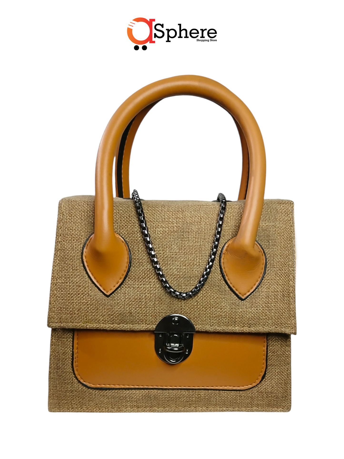 Jute/Leather Bag - Bronze